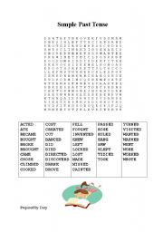 English worksheet: word search past simple tense with verb2