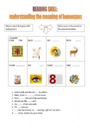 English Worksheet: Understanding the meaning of homonyms