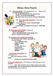 English Worksheet: Family Idioms