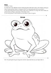 English Worksheet: Activities related with the colour: GREEN 