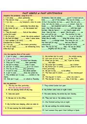 English Worksheet: Past Simple or Past Continuous. Exercises. Part 2.