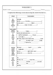 English Worksheet: Phone calls