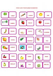 English Worksheet: fruit and vegetables dominoes