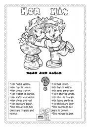 English Worksheet: Her or His (printer friendly)