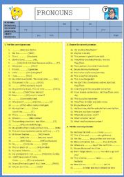 PRONOUNS - 65 sentences (fully editable)