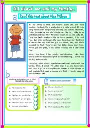 English Worksheet: Test: Present simple  + The family   
