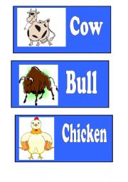 English Worksheet: Farm Animals  Flash Cards
