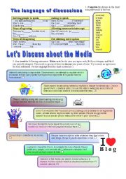 English Worksheet: The language of discussions - The media