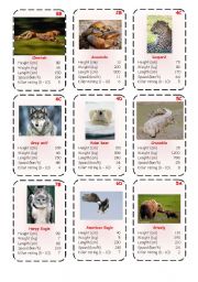 English Worksheet: Top Trump Cards - Predators 2-3