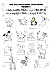 English Worksheet: LABEL THE ANIMALS & ANSWER (2  pages)