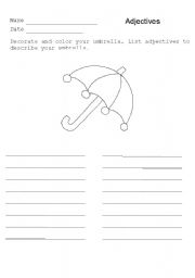 English worksheet: Listing Adjectives