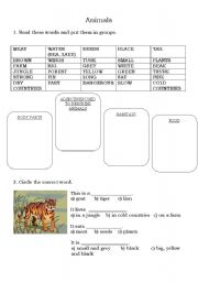 English worksheet: Animals 2