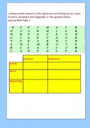 English worksheet: CLASSROOM VOCABULARY