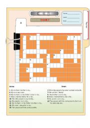 English Worksheet: FAMILY CROSS PUZZLE AND A SOUP LETTER