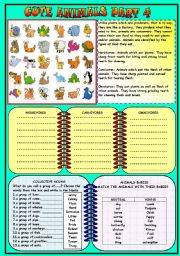 English Worksheet: CUTE ANIMALS PART 4 B&W version with key 