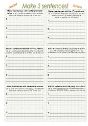 classroom competition; writing correct sentences; grammar game; tenses, adverbs, prepositions; B&W VERSION INCLUDED AND EDITABLE!!