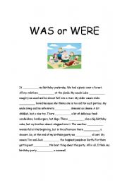 English Worksheet: Was or were