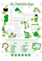 English Worksheet: St. Patricks Day crossword 