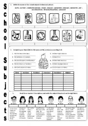 English Worksheet: School Subjects