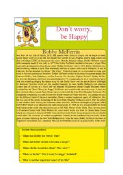 English worksheet: reading song part 1 dont worry be happy