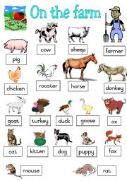English Worksheet: Farm Animals Poster