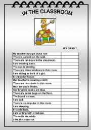 English Worksheet: IN THE CLASSROOM