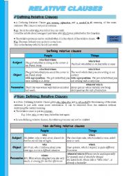 English Worksheet: relative clauses