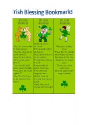 English Worksheet: Irish Blessing Bookmarks