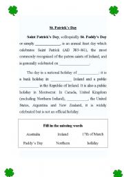 English Worksheet: St Patricks Day