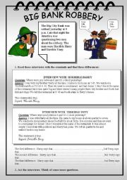 English Worksheet: BIG BANK ROBBERY