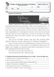 English Worksheet: Madame Tussaud test - 6th year