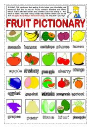 English Worksheet: FRUITS PICTIONARY