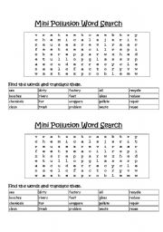 English worksheet: Pollution 