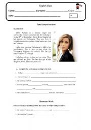 English Worksheet: Nelly Furtados Reading