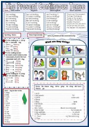 The Present Continuous Tense(2 pages)