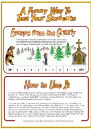 English Worksheet: Escape from the Grizzly (Fun Way to Test Students)