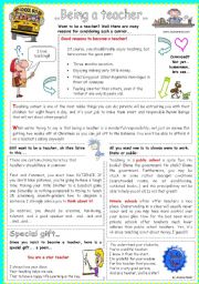 English Worksheet: Being a teachert..
