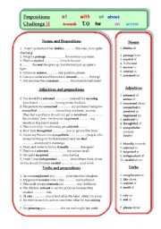 English Worksheet: Prepositions Challenge II: Check yourself
