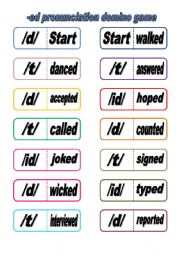 English Worksheet: -ed pronunciation domino game