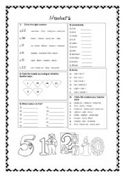 English Worksheet: Numbers Worsheet 1 - 30