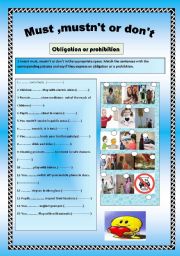 English Worksheet: Must /Mustnt /Dont