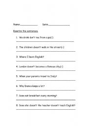 English worksheet: Present Simple