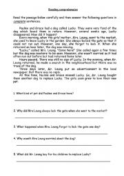 English Worksheet: The little dog Lucky