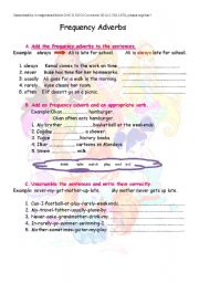 English Worksheet: Frequency Adverbs