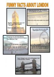 English Worksheet: FUNNY FACTS ABOUT LONDON (2 sets of 5 flashcards)