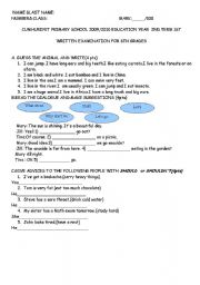 English Worksheet:  6th grades 2nd term first exam paper