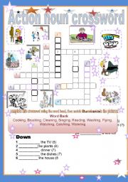 English Worksheet: A crossword  about Gerunds ( practice)