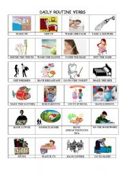 English Worksheet: Daily Routine Verbs