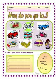English Worksheet: Means of transport - 2 pages