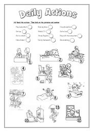 English Worksheet: Daily Actions